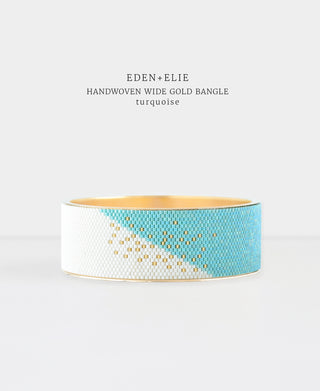 EDEN + ELIE Everyday Wide Gold Bangle - turquoise